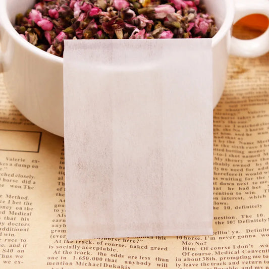 100 Pack Magik Disposable Tea Filter Bags – Flip-Over Seal Empty Teabags for Loose Leaf & Herbs