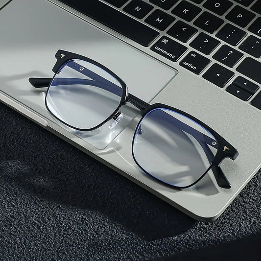 Stylish Square Men's Computer Glasses – Blue Light Blocking Eyewear for Digital Eye Protection