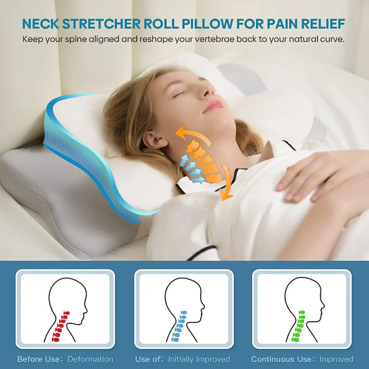 Pulatree Odorless Orthopedic Memory Foam Pillow – Ergonomic Cervical Pillow for Neck & Shoulder Pain Relief