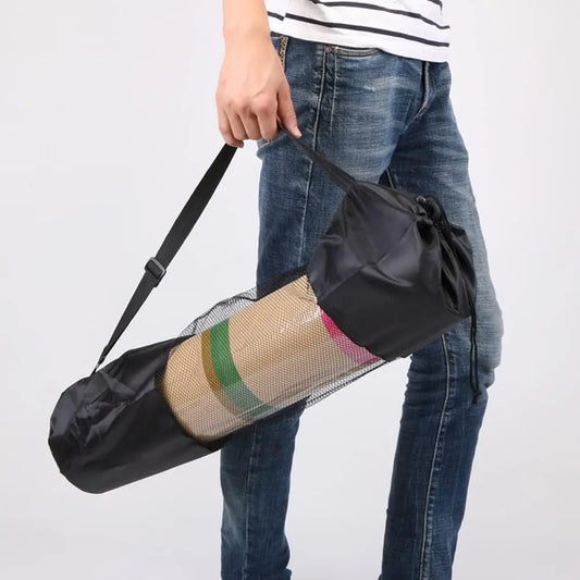 Portable Yoga Mat Bag – Breathable Sports Carry Bag with Adjustable Shoulder Straps (Black)