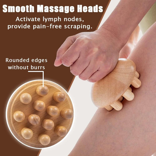 Wooden Mushroom Shape Massage Tool – Manual Wood Therapy for Full Body Anti-Cellulite & Lymphatic Drainage