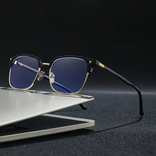 Stylish Square Men's Computer Glasses – Blue Light Blocking Eyewear for Digital Eye Protection