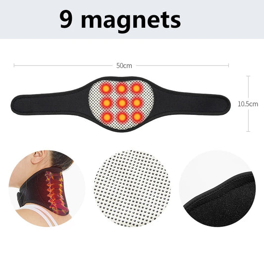 Self-Heating Magnetic Neck Support Brace – Medium Soft Portable Cervical Pillow with Spontaneous Heat Therapy