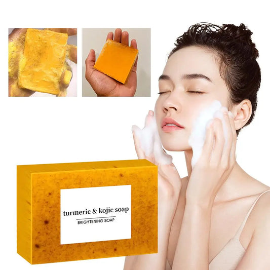 100g Turmeric Handmade Soap – Lemon Kojic Acid Soap for Face & Body Care (1/3/5pcs)