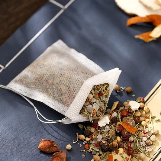100PCS Disposable Tea Filter Bags – Food-Grade Non-Woven Fabric with String & Heat Seal