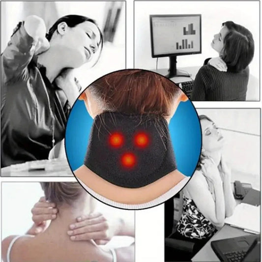 Self-Heating Magnetic Neck Support Brace – Medium Soft Portable Cervical Pillow with Spontaneous Heat Therapy