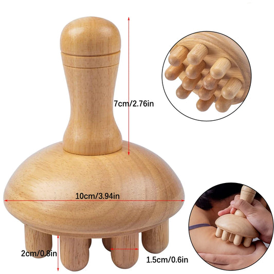 Wooden Mushroom Shape Massage Tool – Manual Wood Therapy for Full Body Anti-Cellulite & Lymphatic Drainage