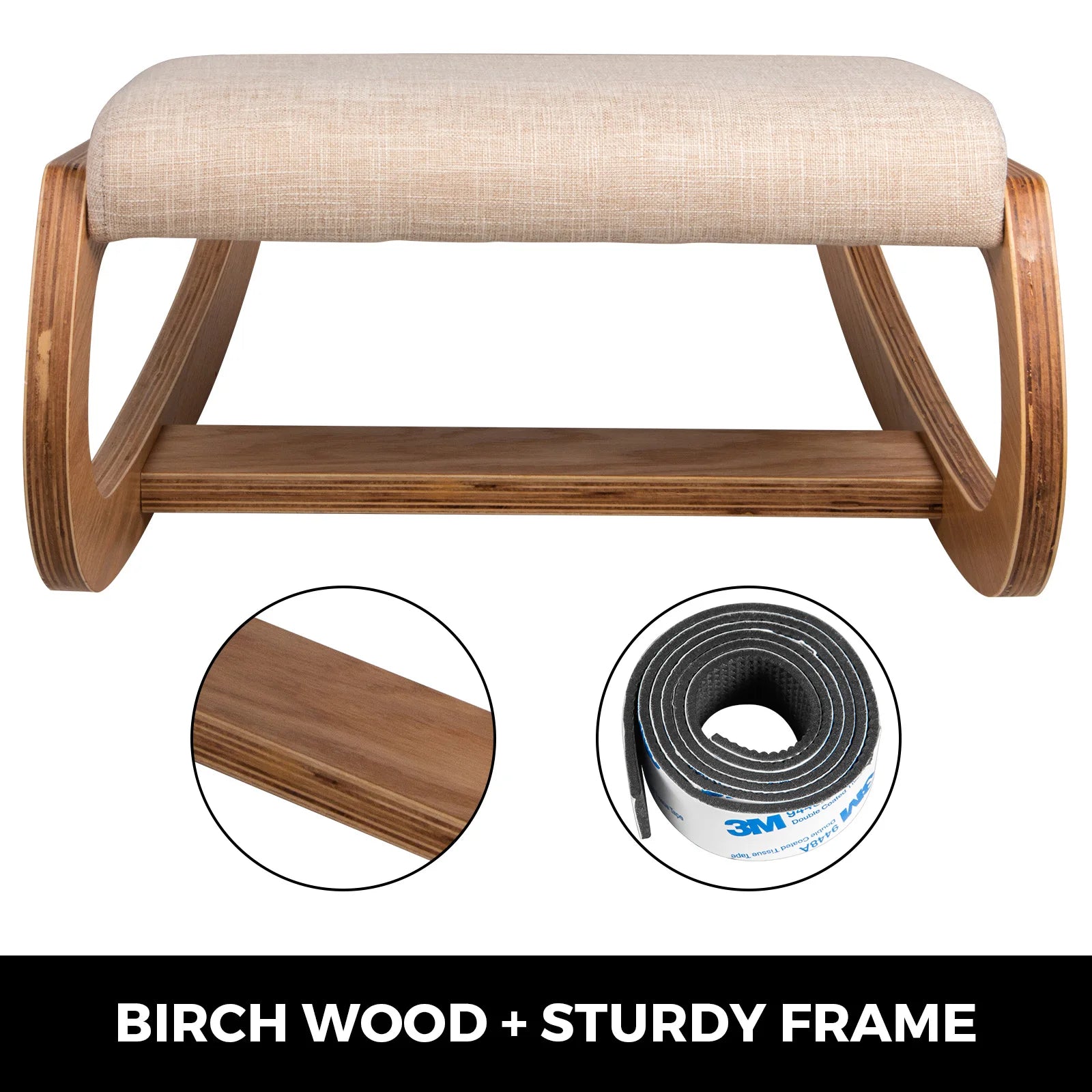 VEVOR Ergonomic Kneeling Chair – Rocking Wood Stool with Thick Cushion - Image 4