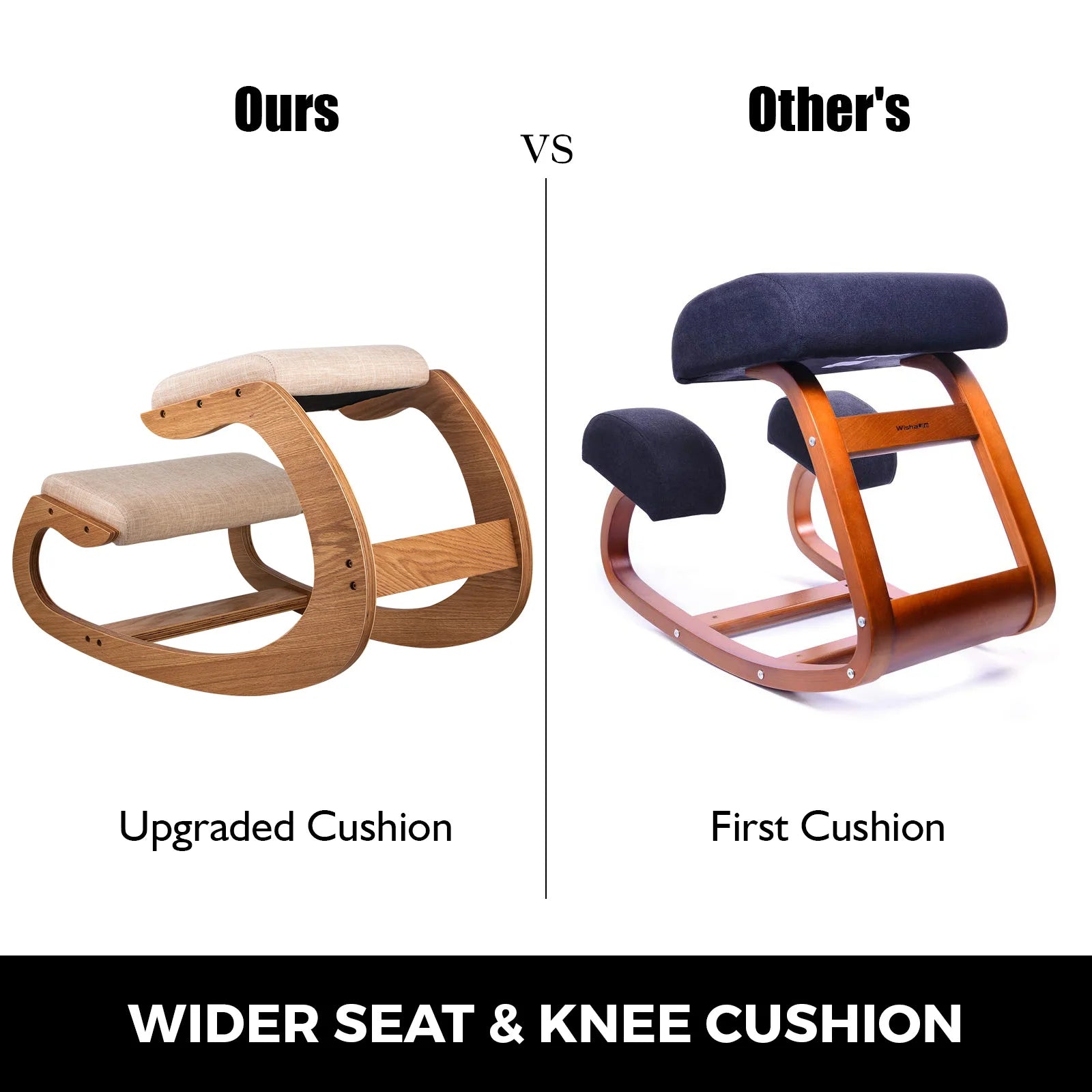 VEVOR Ergonomic Kneeling Chair – Rocking Wood Stool with Thick Cushion - Image 5