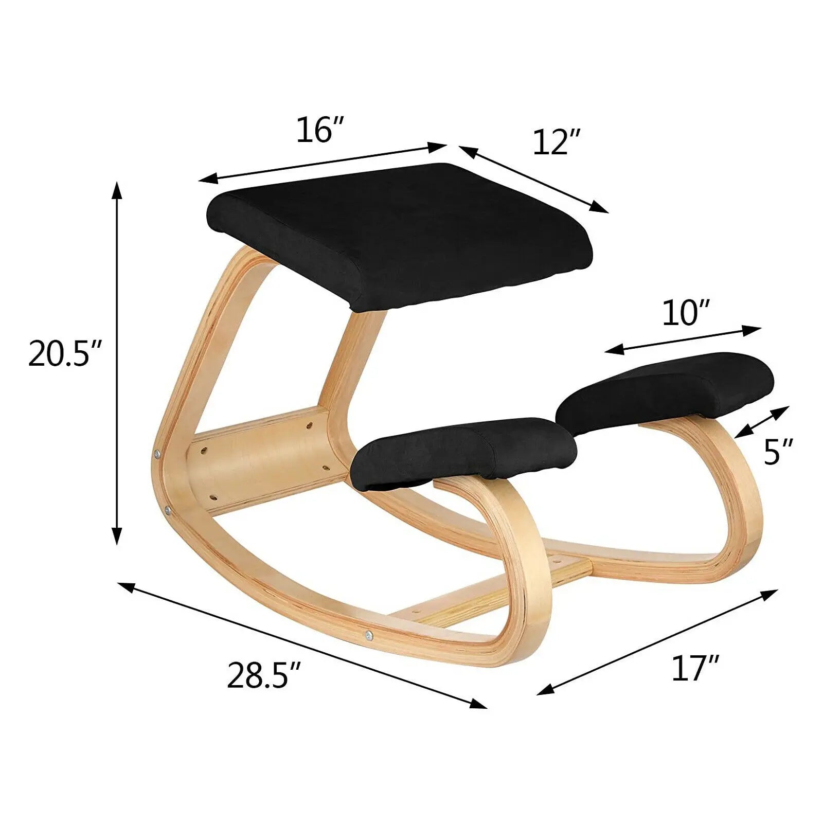 VEVOR Ergonomic Kneeling Chair – Thick Cushion Rocking Wood Stool - Image 6