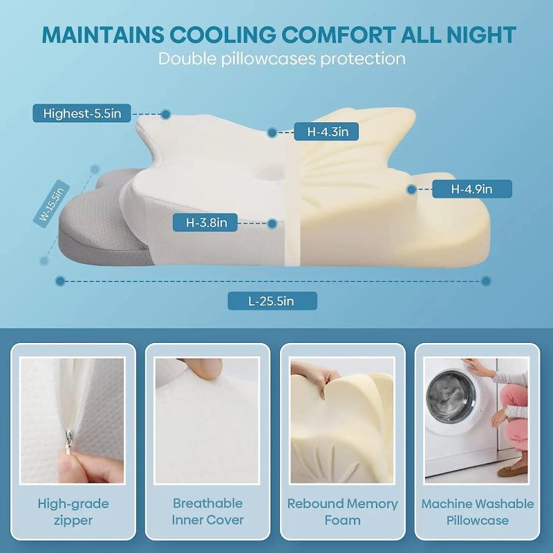 Pulatree Odorless Orthopedic Memory Foam Pillow – Ergonomic Cervical Pillow for Neck & Shoulder Pain Relief - Image 5
