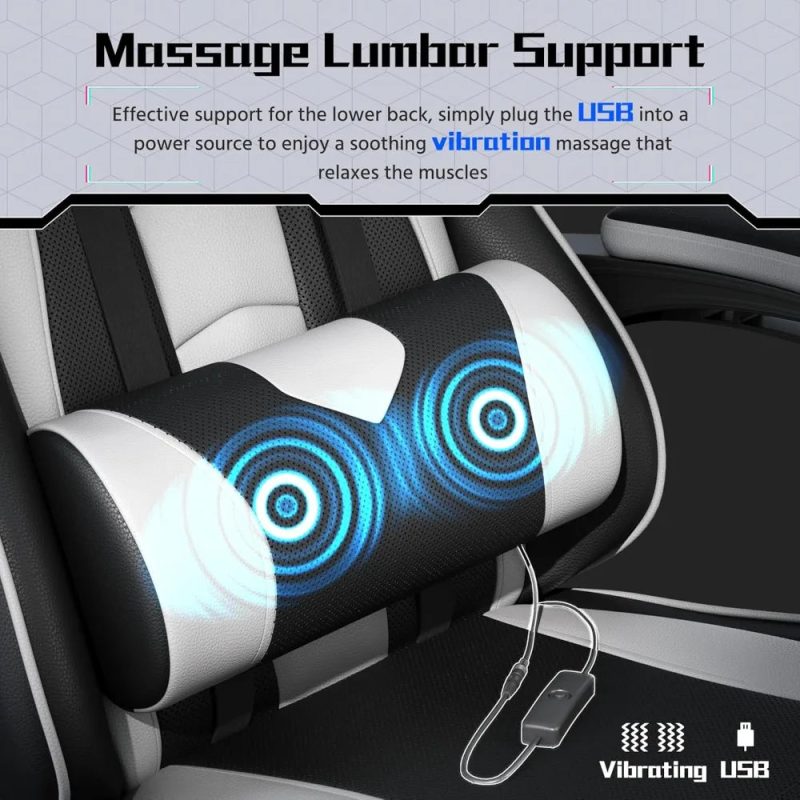 Ergonomic Office Chair – Massage Lumbar Support with Footrest & Adjustable Headrest - Image 3