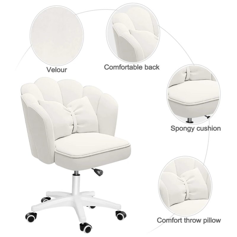 Cute Petal Velvet Desk Chair – Butterfly Design with Bow Cushion - Image 4