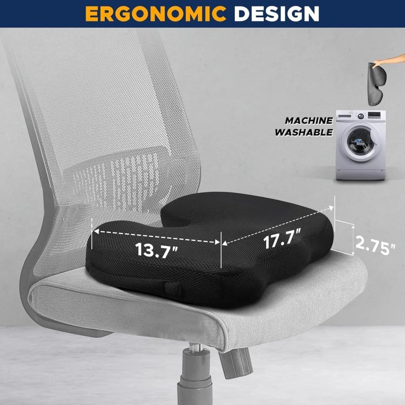 Gel Orthopedic Memory Foam Seat Cushion – U-Shaped Coccyx Support for Car, Office & Travel - Image 2