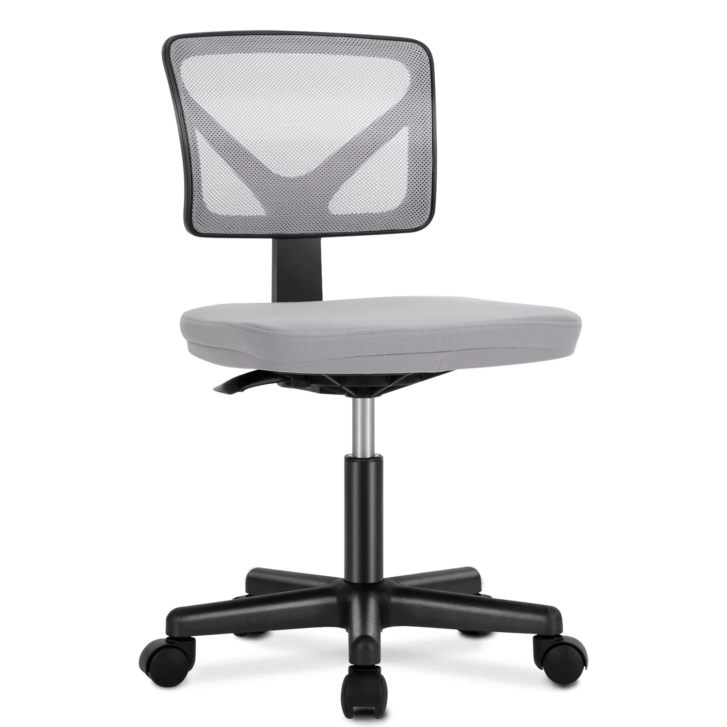 JHK Mesh Armless Office Chair – Low Back with Lumbar Support & Swivel Wheels - Image 9