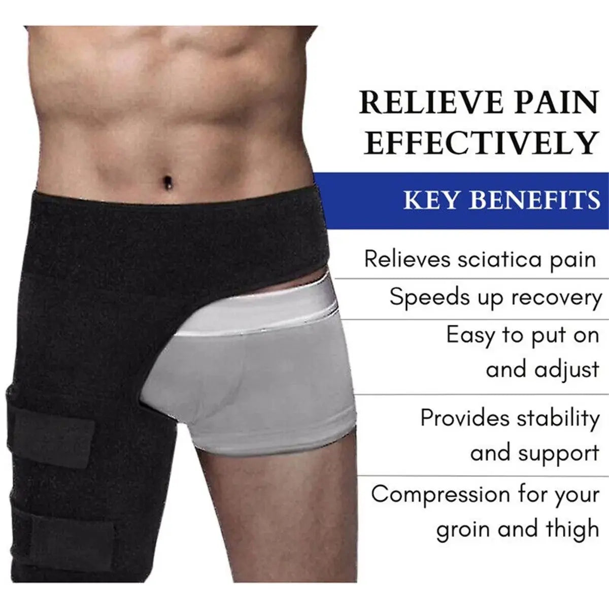 Hip Brace & Thigh Compression Sleeve – Support Wrap for Hip Pain, Sciatica, Hamstring & Groin Strains - Image 2