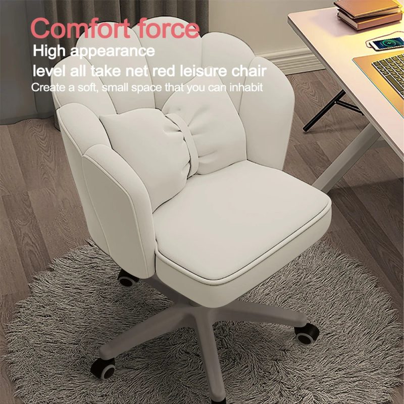 Cute Petal Velvet Desk Chair – Butterfly Design with Bow Cushion - Image 6