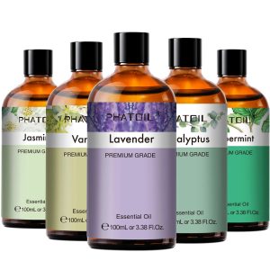 PHATOIL 100ml Essential Oil Collection – Eucalyptus, Lavender, Vanilla, Jasmine, Lemon & Bergamot