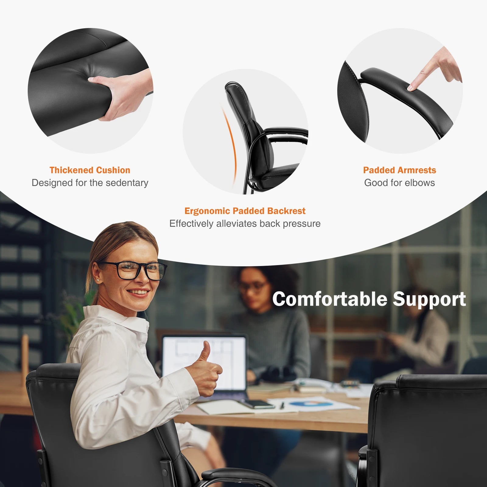 JHK Ergonomic PU Leather Chair – Padded Gaming & Living Room Seat with Armrests - Image 5