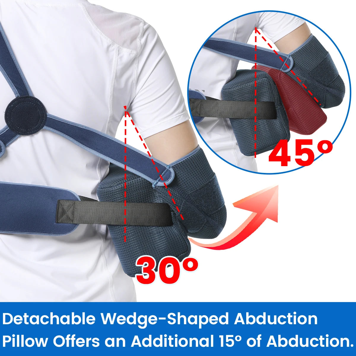 VELPEAU Shoulder Abduction Sling – Immobilizer with Removable Pillow for Arm & Shoulder Injury - Image 4