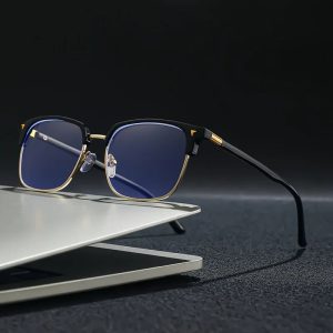 Stylish Square Men's Computer Glasses – Blue Light Blocking Eyewear for Digital Eye Protection