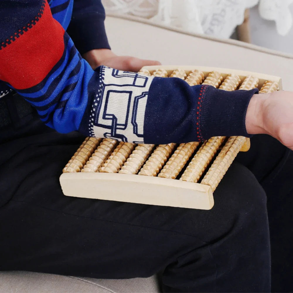 Wooden 6-Row Foot Massager – Shiatsu Roller for Pain & Stress Relief - Image 6