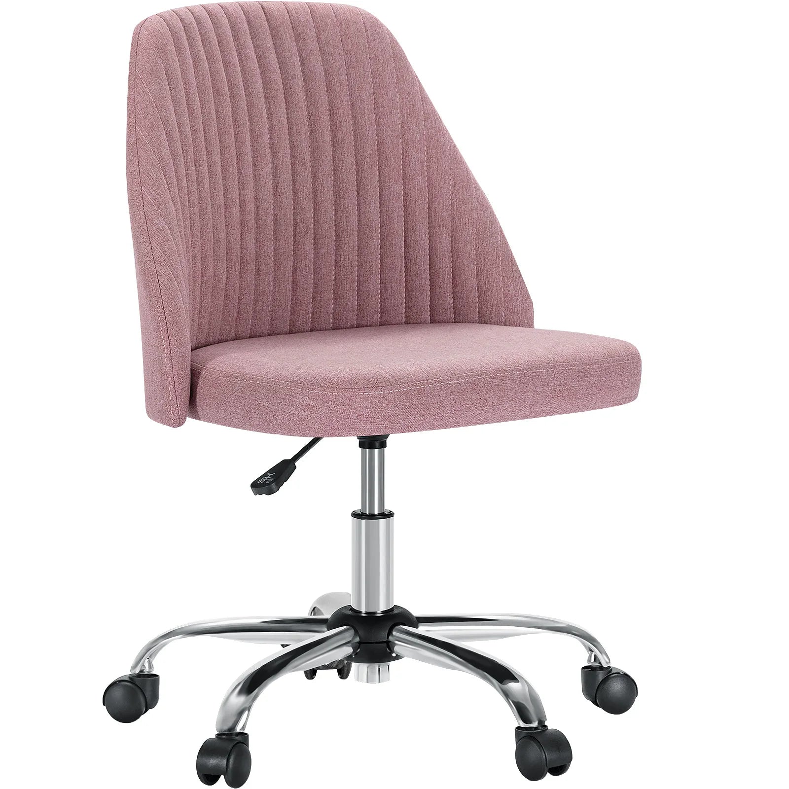 JHK Armless Small Desk Office Chair – Cute Swivel Vanity Chair with Backrest & Wheels