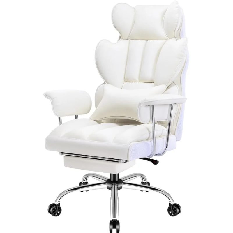 Big & Tall Executive Office Chair – High Back Leather Recliner with Footrest - Image 10