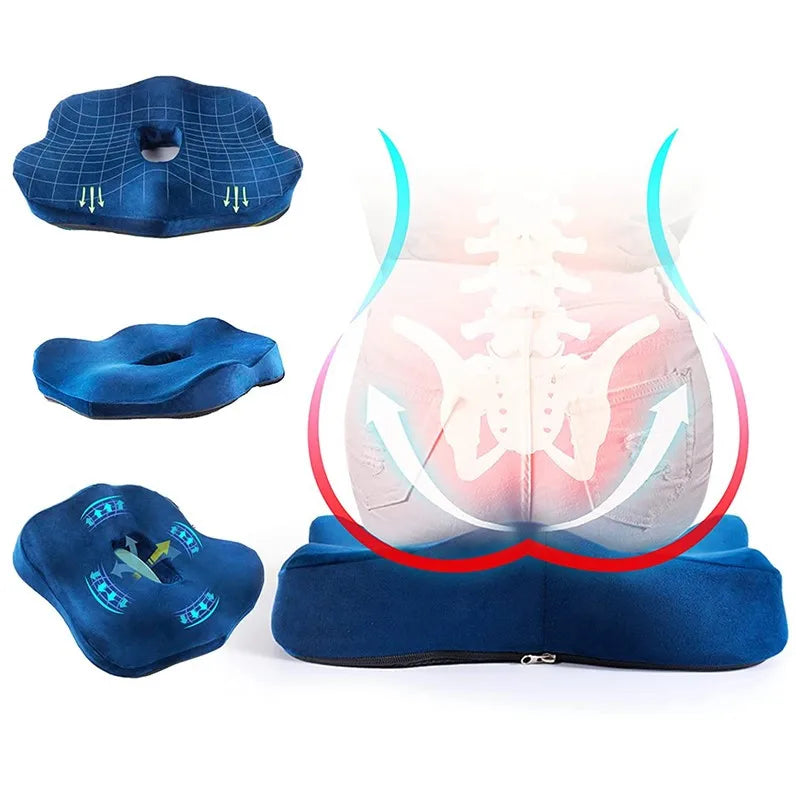 Memory Foam Seat Cushion – Orthopedic Coccyx Pillow for Car, Office & Home