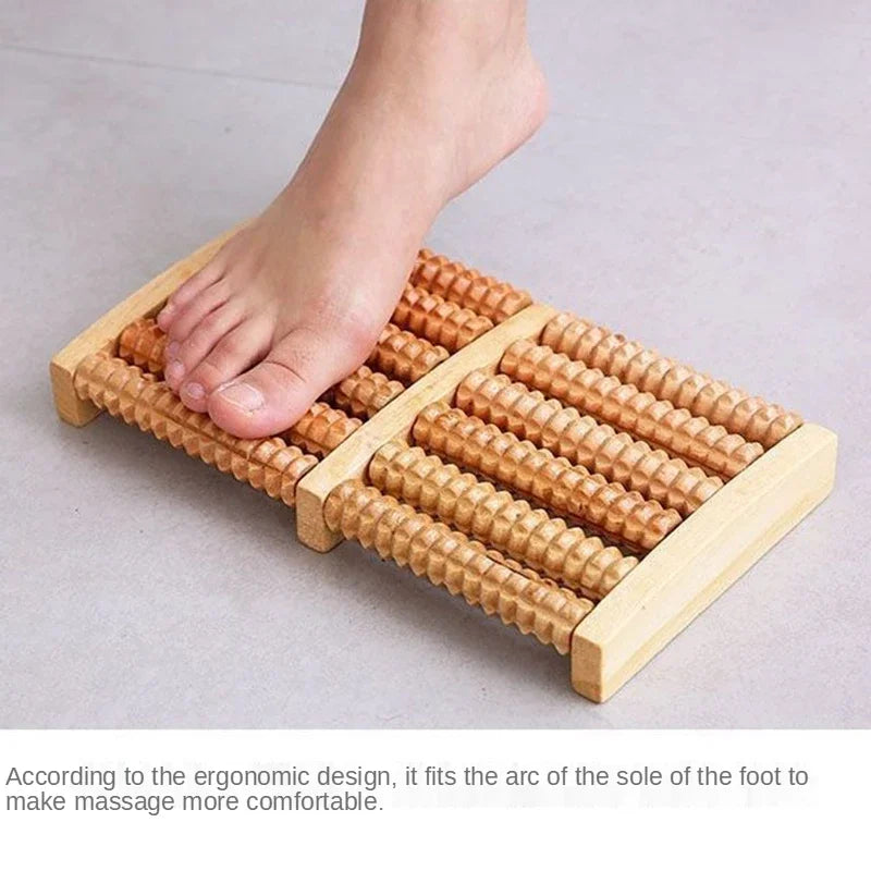 Wooden 6-Row Foot Massager – Shiatsu Roller for Pain & Stress Relief - Image 3