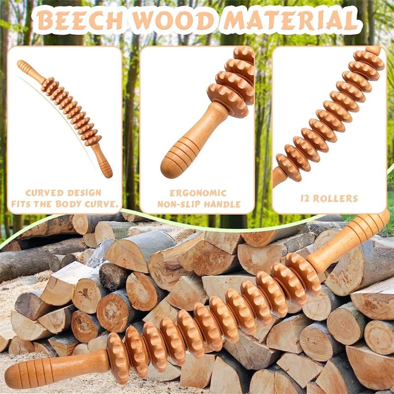 Curved Wooden Massage Roller – Body Shaping Tool for Cellulite & Lymphatic Drainage - Image 4