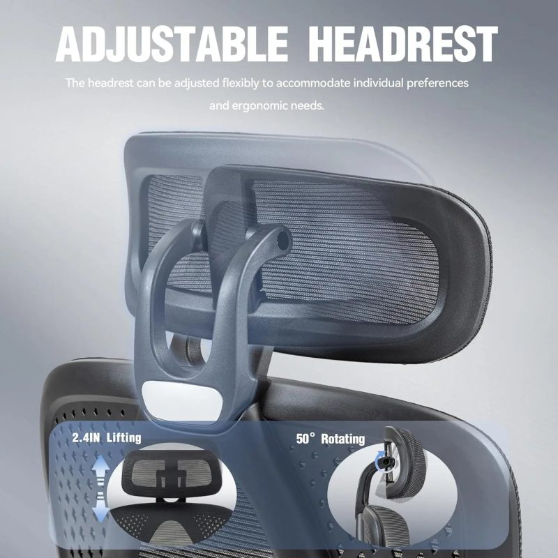 Dowinx Ergonomic Mesh Office Chair – Pocket Spring Seat with Adjustable Lumbar & Headrest - Image 4