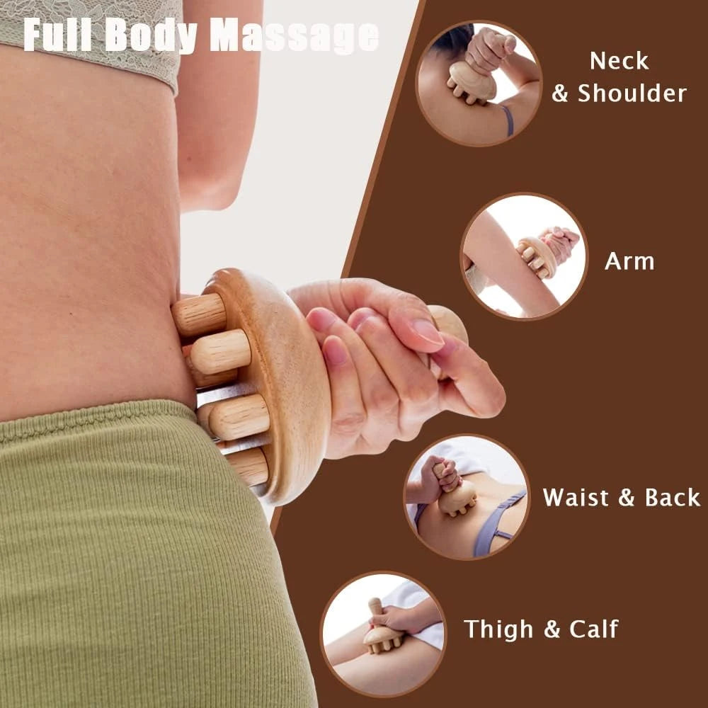 Wooden Mushroom Shape Massage Tool – Manual Wood Therapy for Full Body Anti-Cellulite & Lymphatic Drainage - Image 5