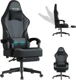 Ergonomic Gaming Chair with Foot Pedals – Height Adjustable Fabric Office Chair (Grey)