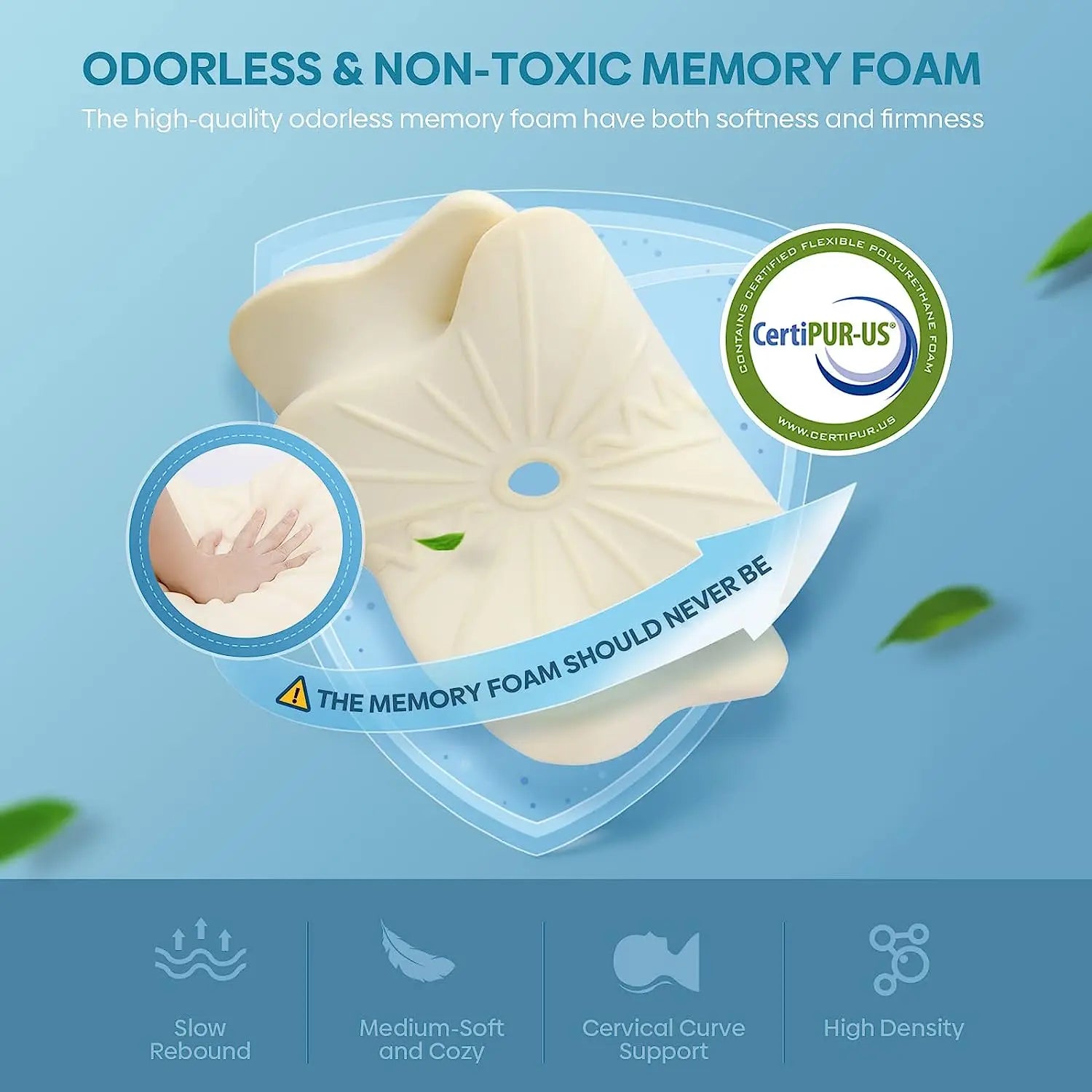 Pulatree Odorless Orthopedic Memory Foam Pillow – Ergonomic Cervical Pillow for Neck & Shoulder Pain Relief - Image 6
