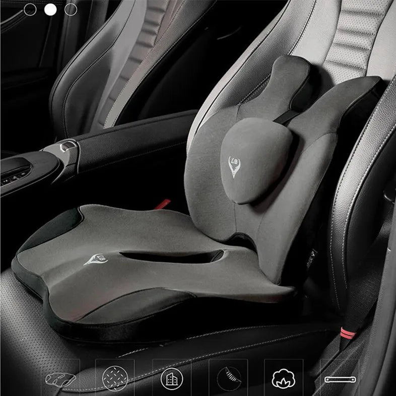 Memory Foam Seat & Back Support Pillow Set – Orthopedic Relief for Coccyx, Hip & Lumbar