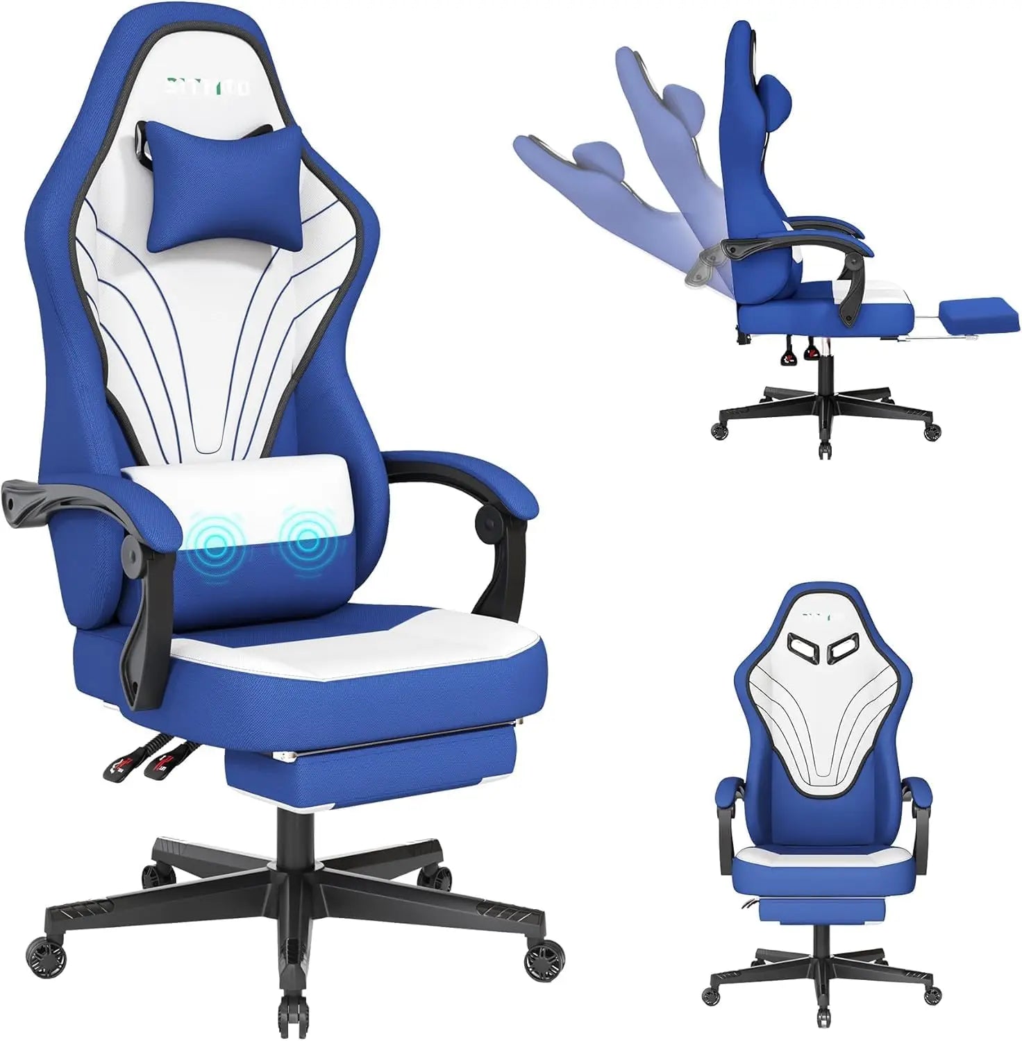 Ergonomic Gaming Chair with Foot Pedals – Height Adjustable Fabric Office Chair (Grey) - Image 8