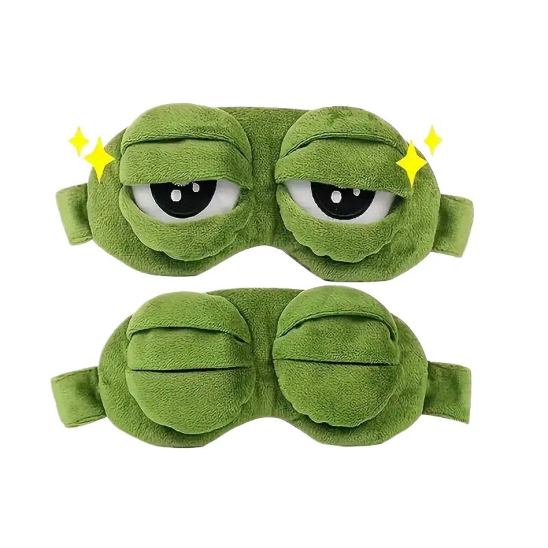 3D Sad Frog Sleep Mask – Soft Portable Eye Shade for Travel & Relaxation - Image 2