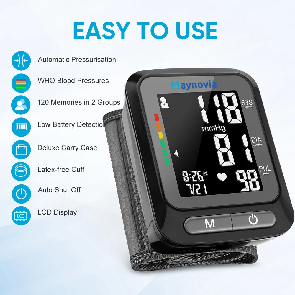 Sejoy Sphygmomanometer – LCD Portable Digital Wrist Blood Pressure Monitor - Image 3