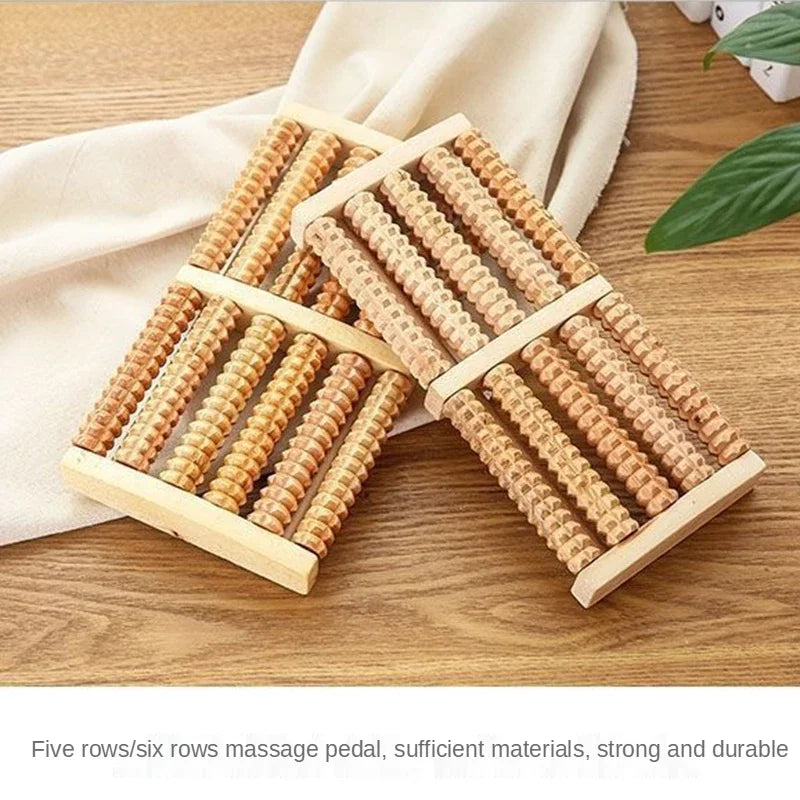 Wooden 6-Row Foot Massager – Shiatsu Roller for Pain & Stress Relief - Image 4